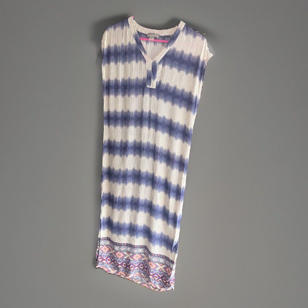 C11 Ethereal by Paper Crane Eastern Expressions Tie Dye blue Striped Dress Sz S